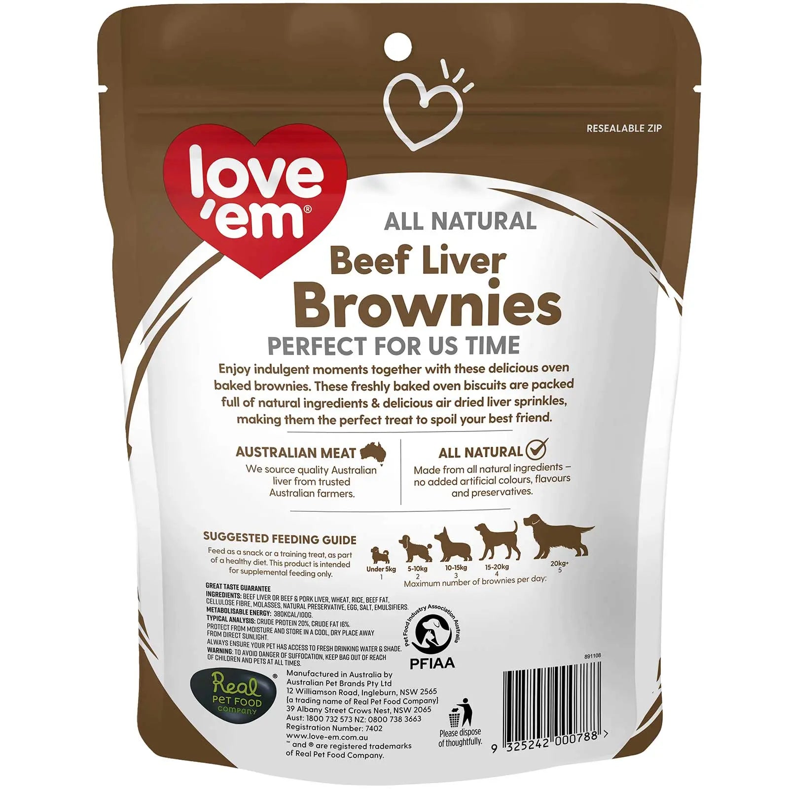 Love'em Beef Liver Brownies Dog Treats - Kellyville Pets