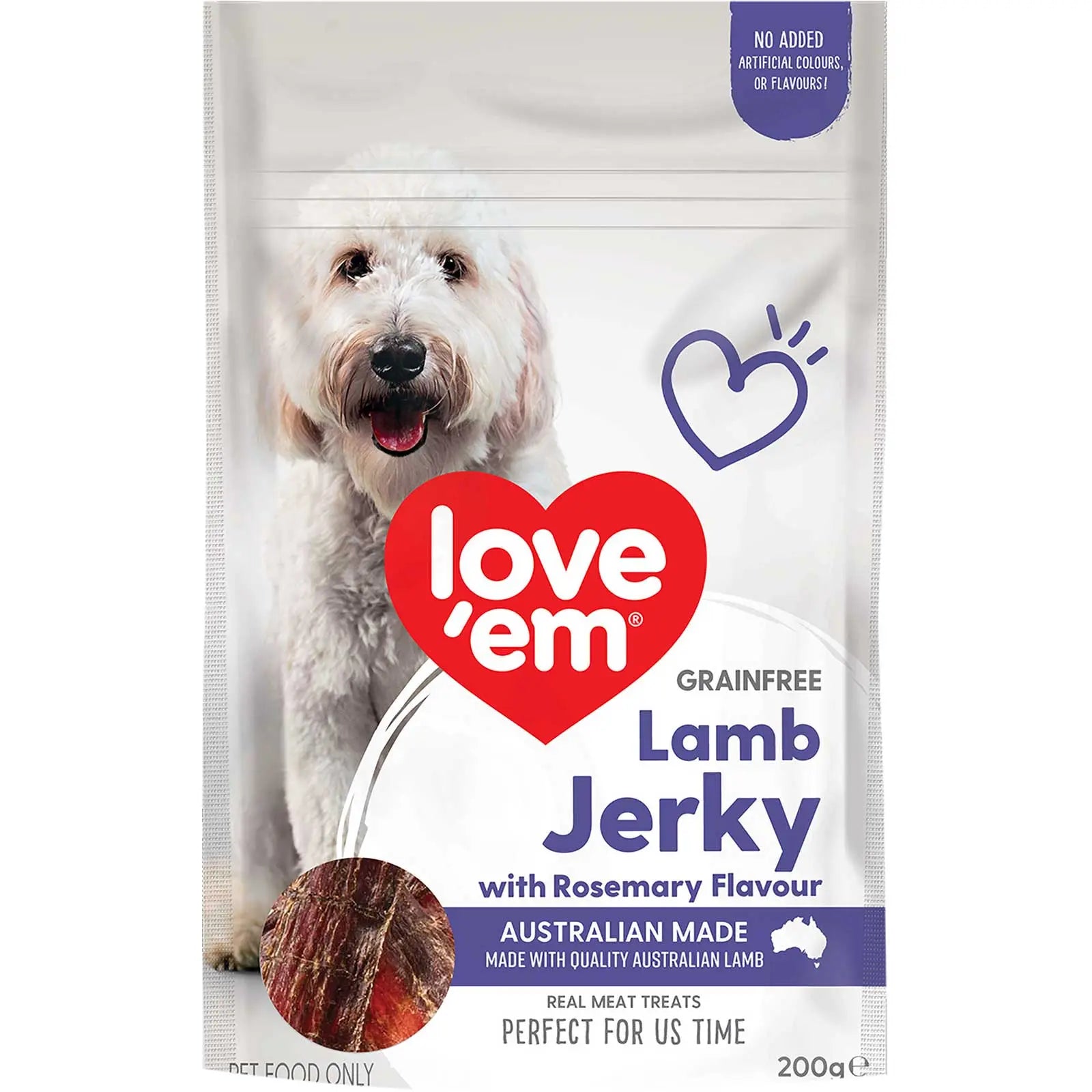 Love'em Grainfree Lamb Jerky with Rosemary Flavour Dog Treats - Kellyville Pets