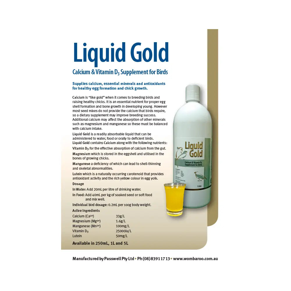 Passwell Liquid Gold Calcium & Vitamin D3 Supplement - Kellyville Pets