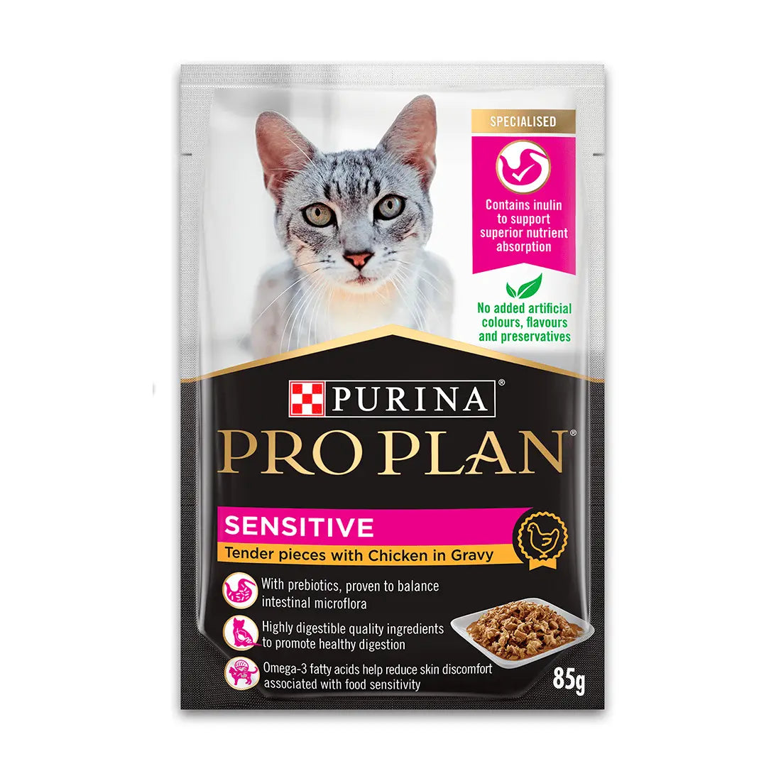 Pro Plan Cat Food Pouch Adult Sensitive Chicken & Gravy - Kellyville Pets