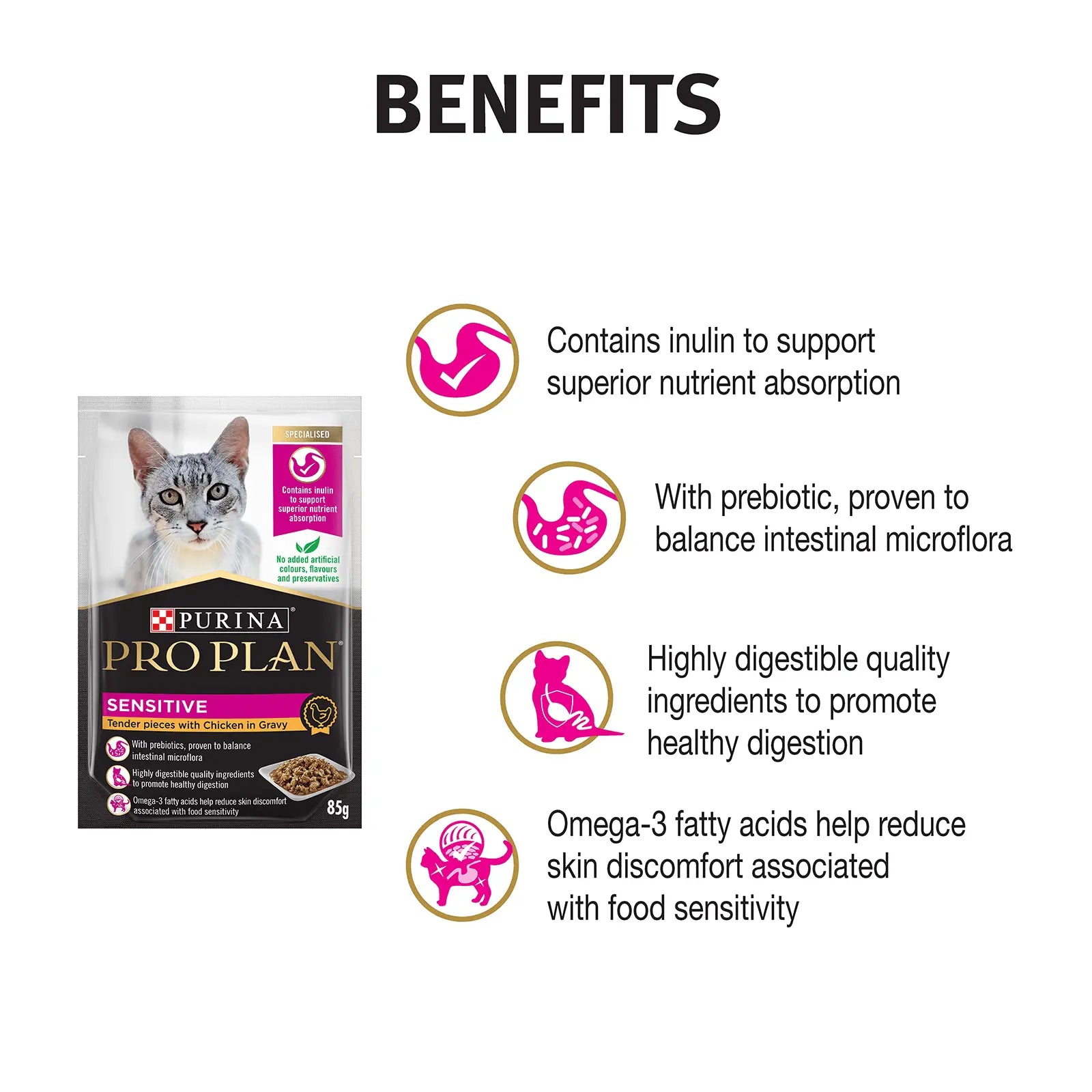 Pro Plan Cat Food Pouch Adult Sensitive Chicken & Gravy - Kellyville Pets