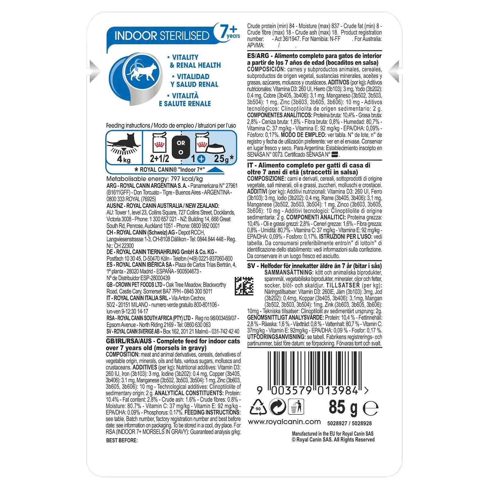 Royal Canin Cat Food Pouch Adult 7+ Indoor - Kellyville Pets