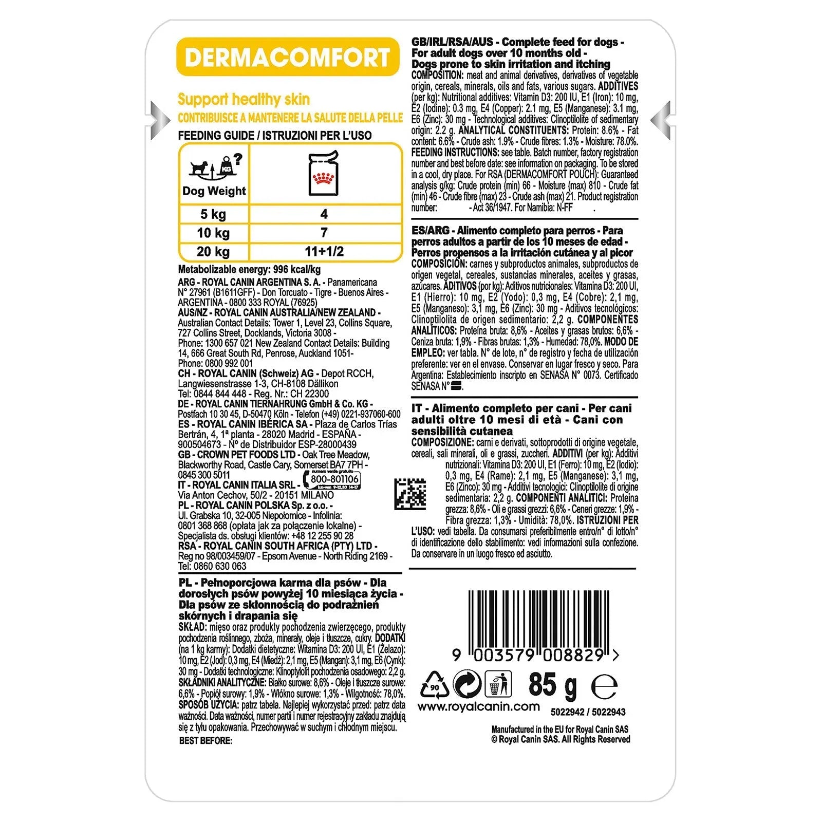 Royal Canin Dog Food Pouch Dermacomfort - Kellyville Pets