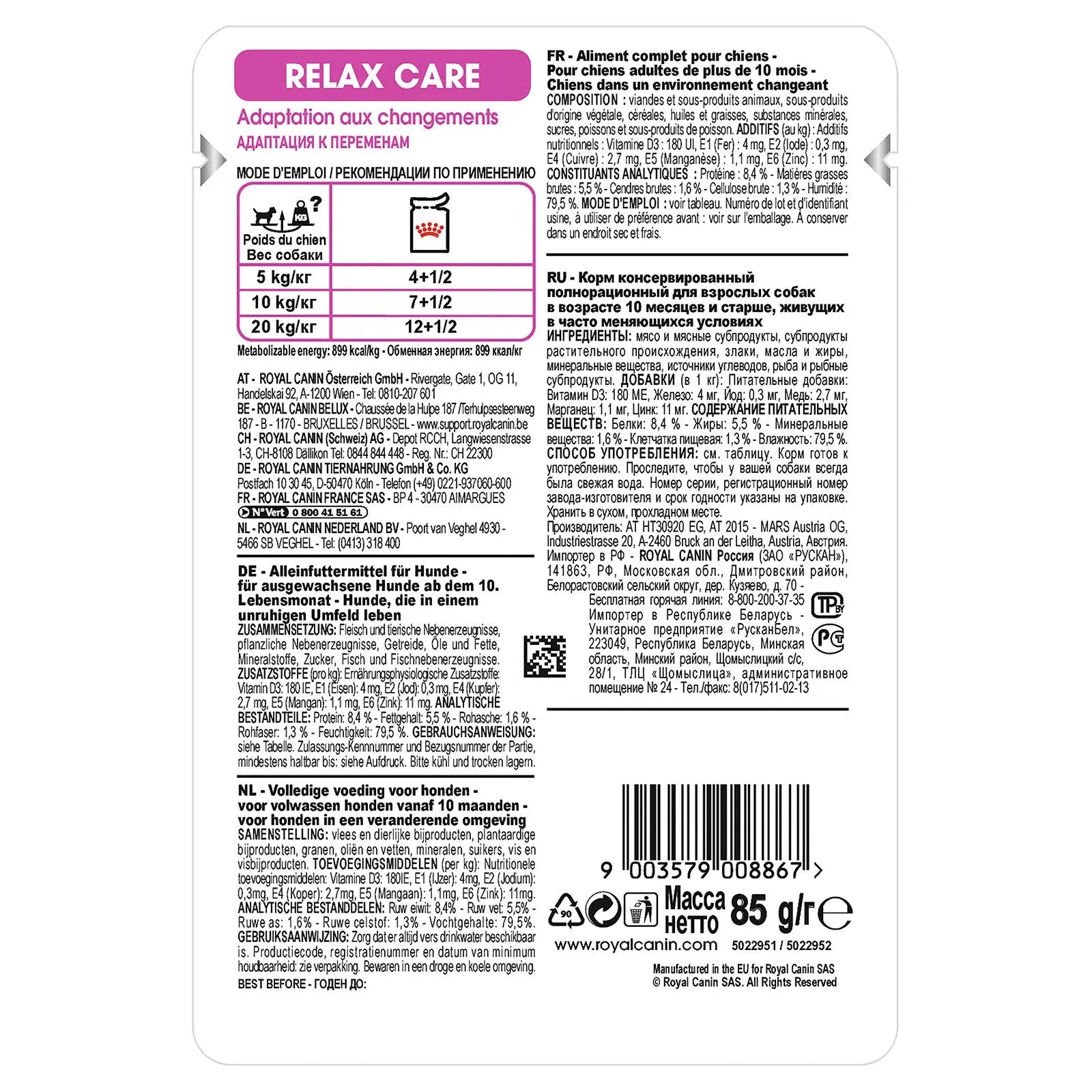 Royal Canin Dog Food Pouch Relax Care - Kellyville Pets