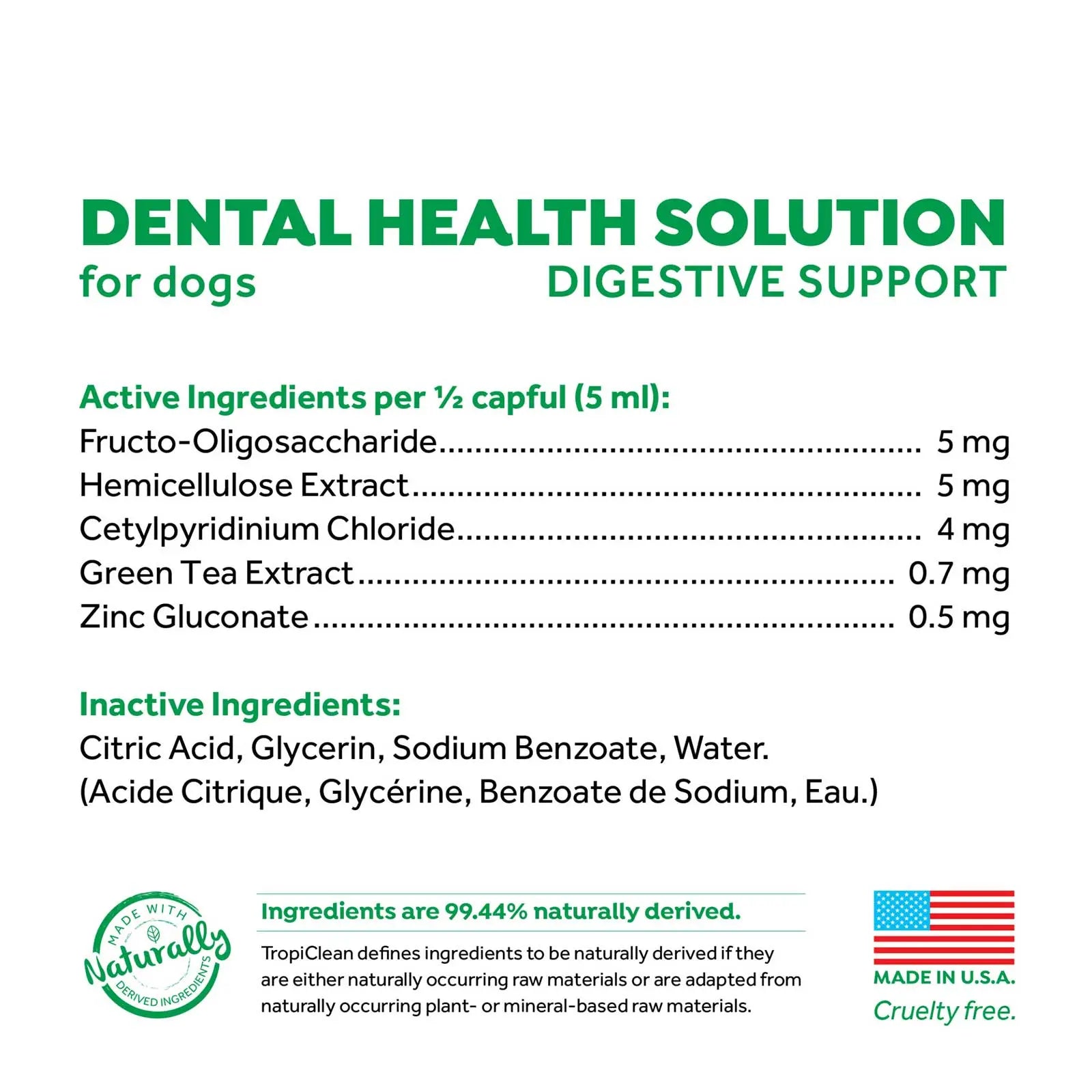 TropiClean Fresh Breath Dental Health Solution for Dogs Plus Digestive Support - Kellyville Pets