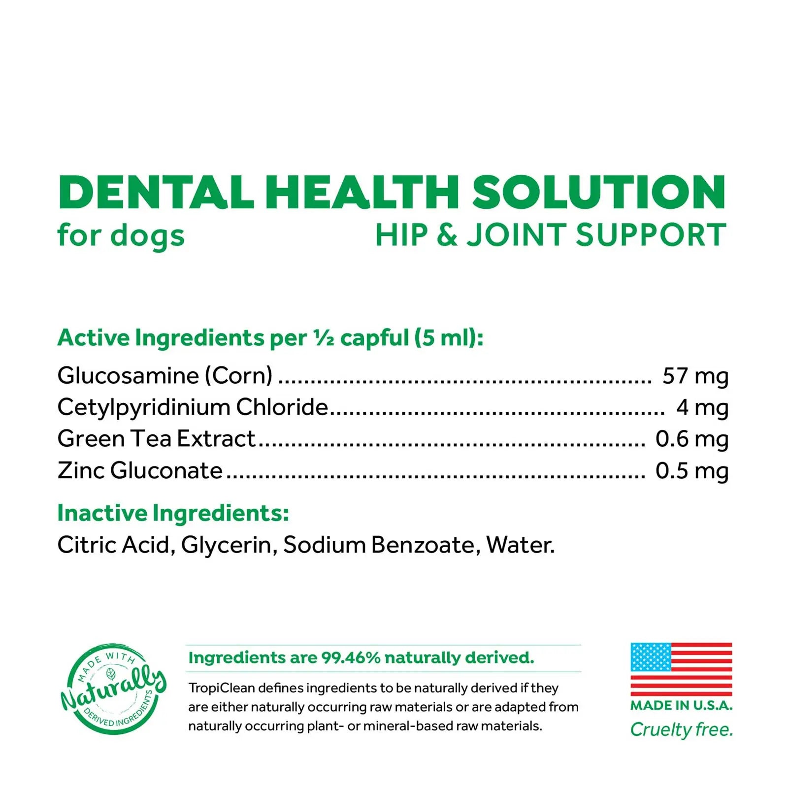TropiClean Fresh Breath Dental Health Solution for Dogs Plus Hip & Joint - Kellyville Pets