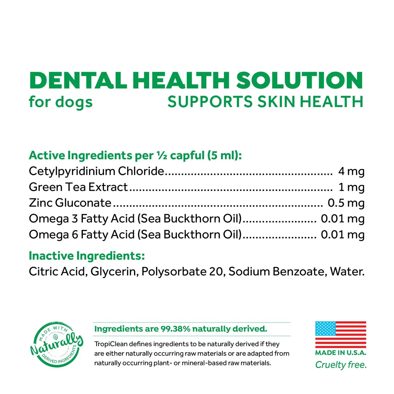 TropiClean Fresh Breath Dental Health Solution for Dogs Supports Skin Health - Kellyville Pets