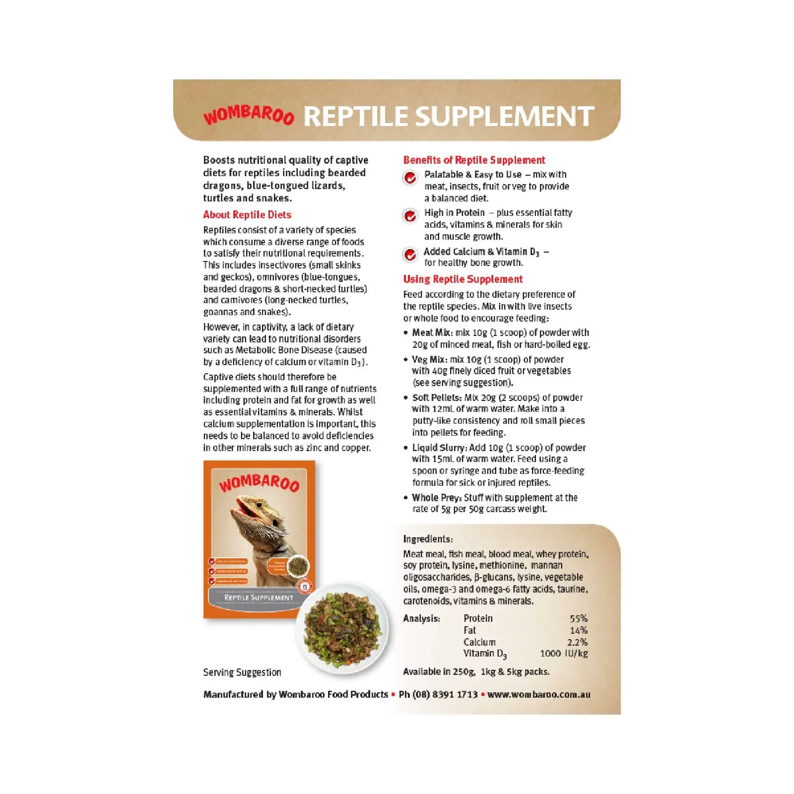 Wombaroo Reptile Supplement - Kellyville Pets