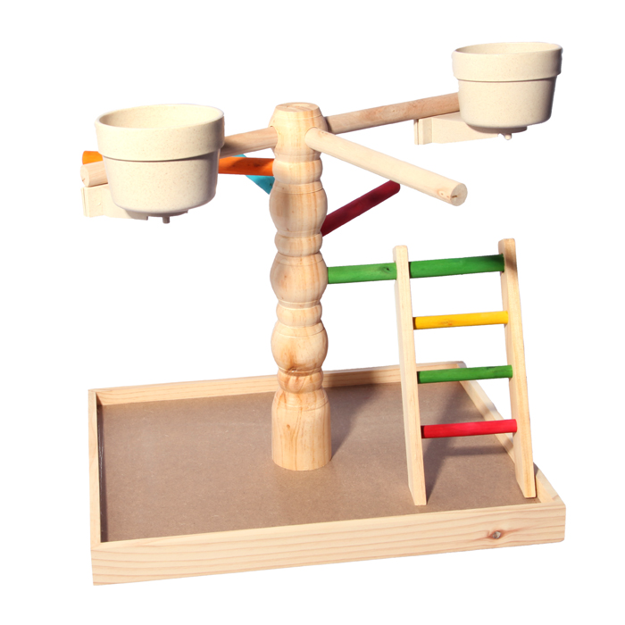 Avi One Wooden Play Gym with Spiral Steps and Feeders