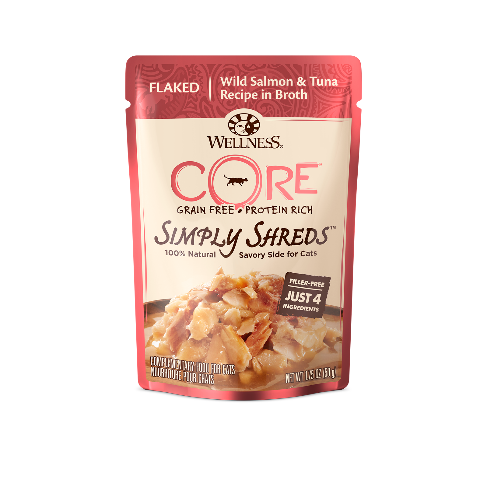 Wellness CORE Simply Shreds Cat Food Pouch Adult Flaked Wild Salmon & Tuna in Broth