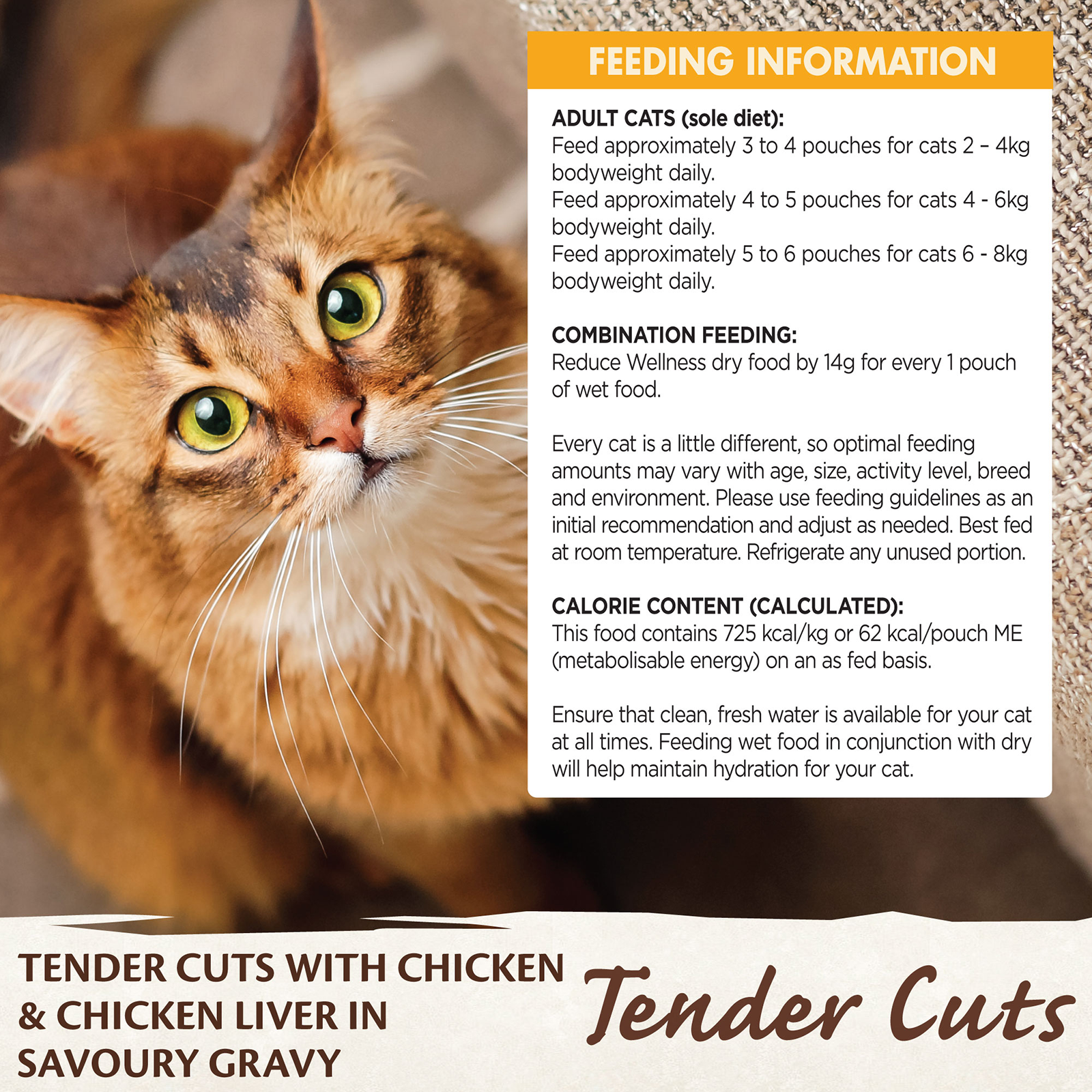 Wellness CORE Tender Cuts Cat Food Pouch Adult With Chicken & Chicken Liver in Savoury Gravy