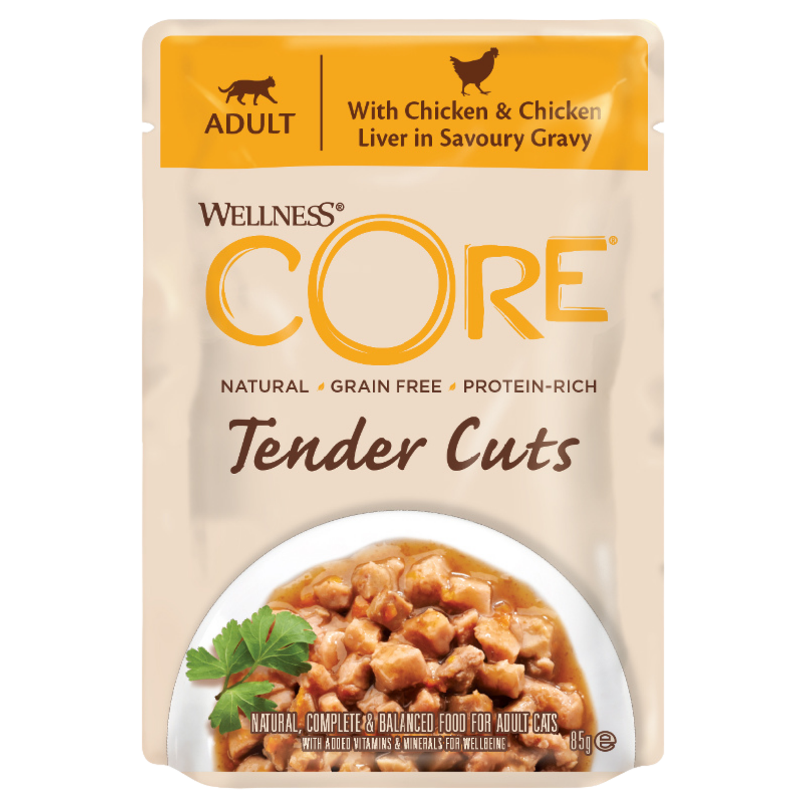 Wellness CORE Tender Cuts Cat Food Pouch Adult With Chicken & Chicken Liver in Savoury Gravy