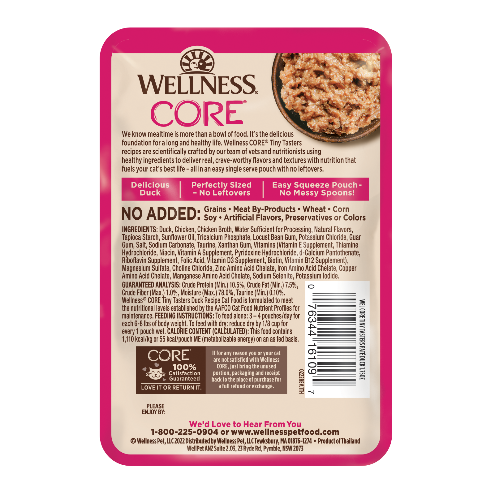 Wellness CORE Tiny Tasters Cat Food Pouch Adult Smooth Pâté Duck
