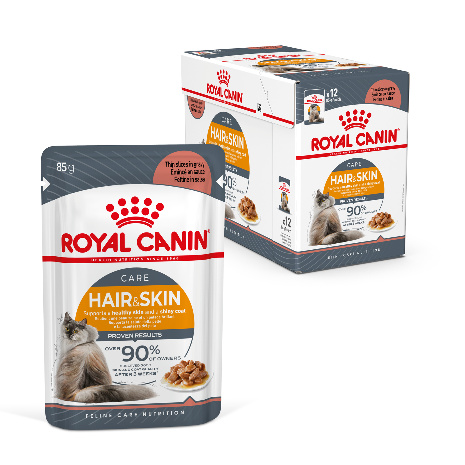 Royal Canin Cat Food Pouch Adult Hair & Skin Care in Gravy