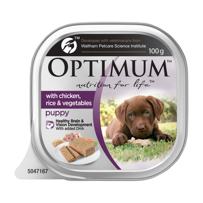 Optimum Dog Food Tray Puppy with Chicken, Rice & Vegetables