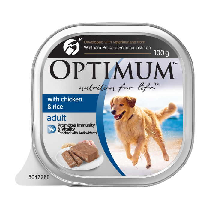 Optimum Dog Food Tray Adult with Chicken & Rice
