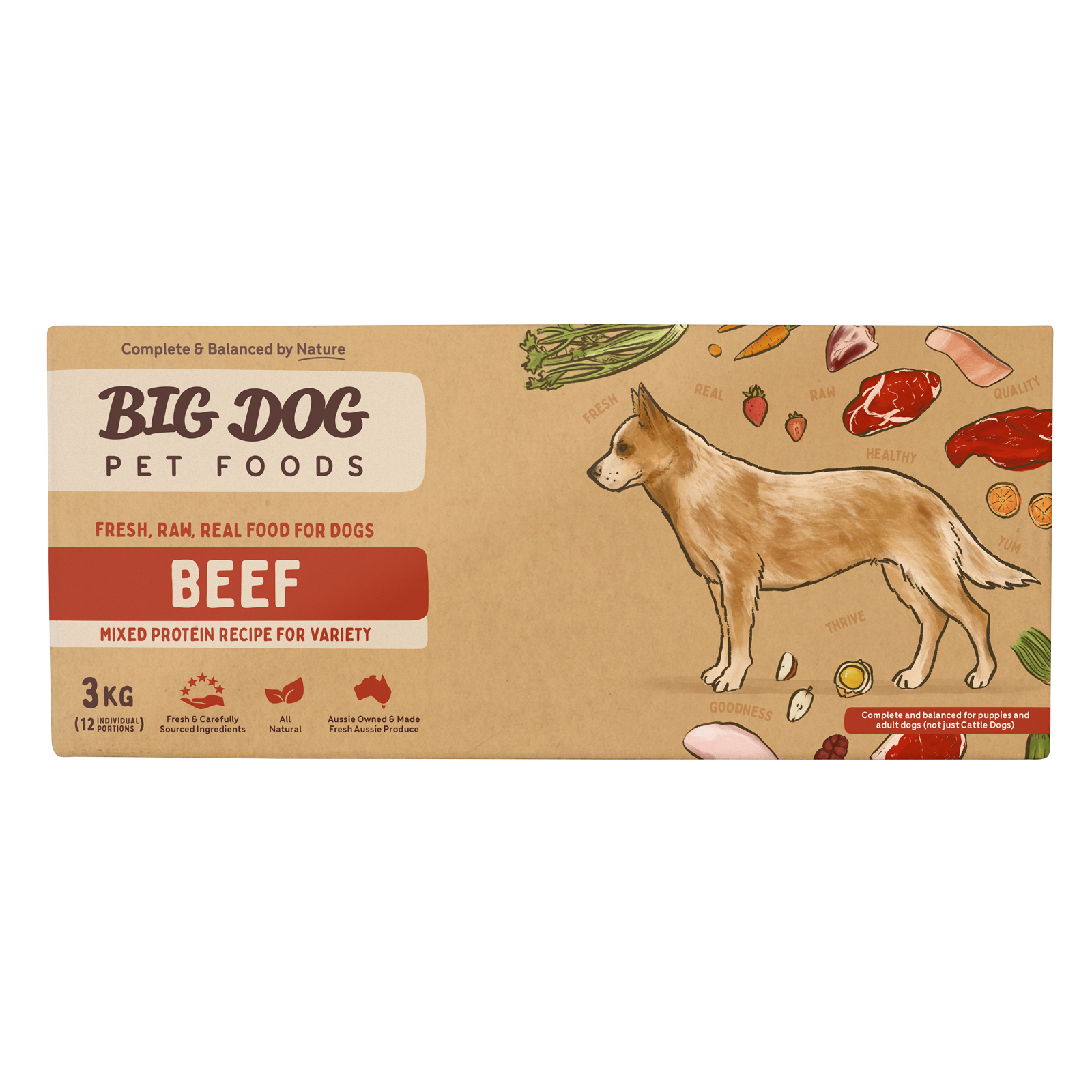 Big Dog Raw Dog Food Beef 3kg 12pk