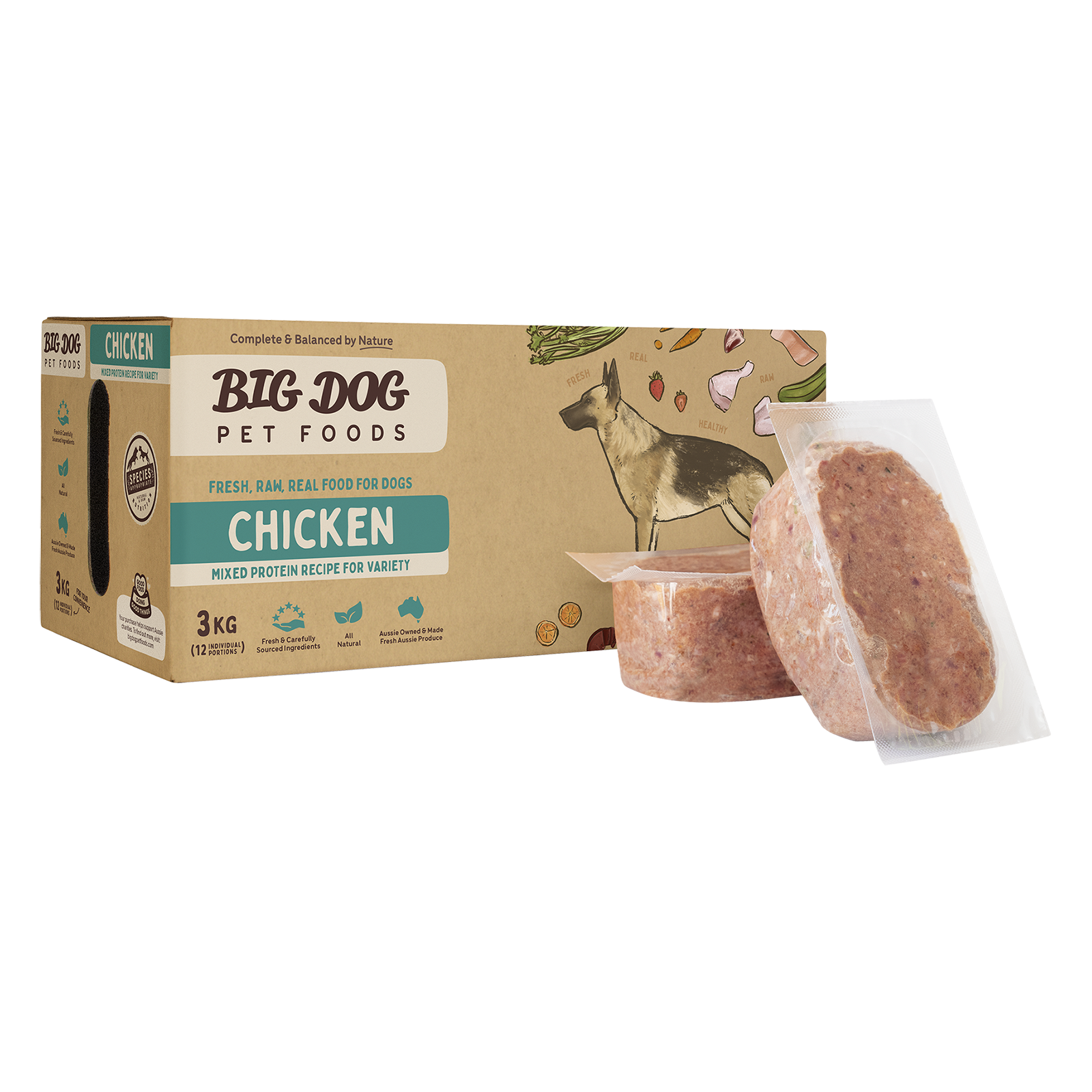Big Dog Raw Dog Food Chicken 3kg 12pk