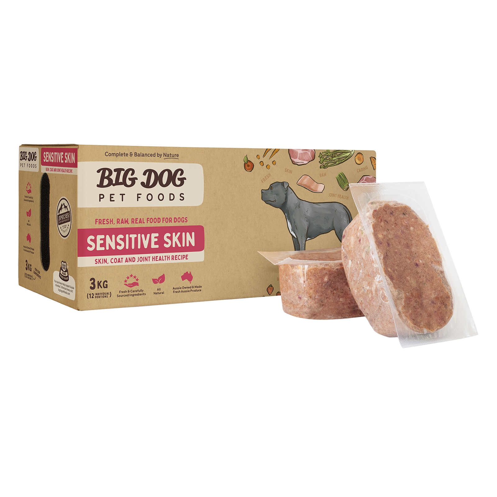 Big Dog Raw Dog Food Sensitive Skin 3kg 12pk