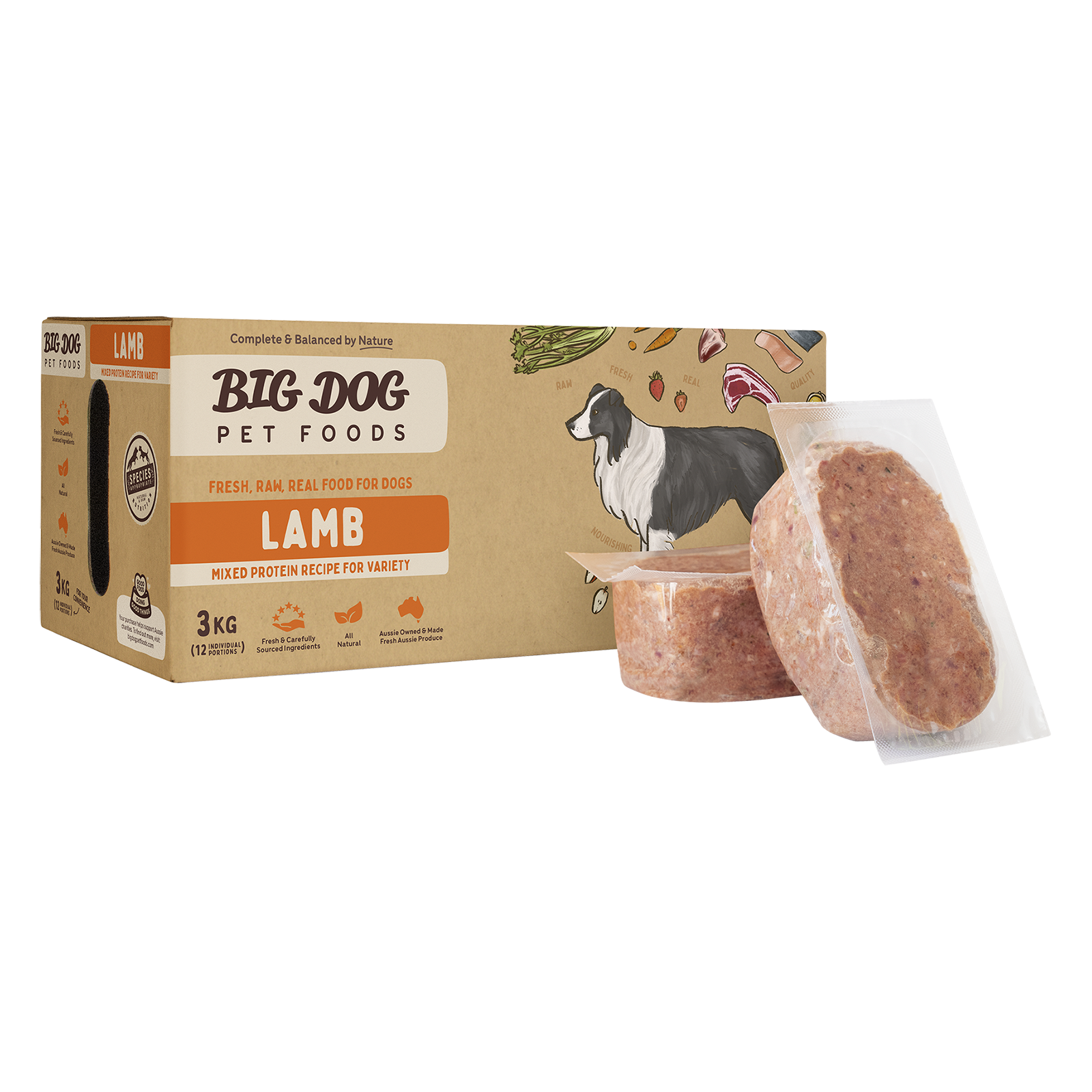 Big Dog Raw Dog Food Lamb 3kg 12pk