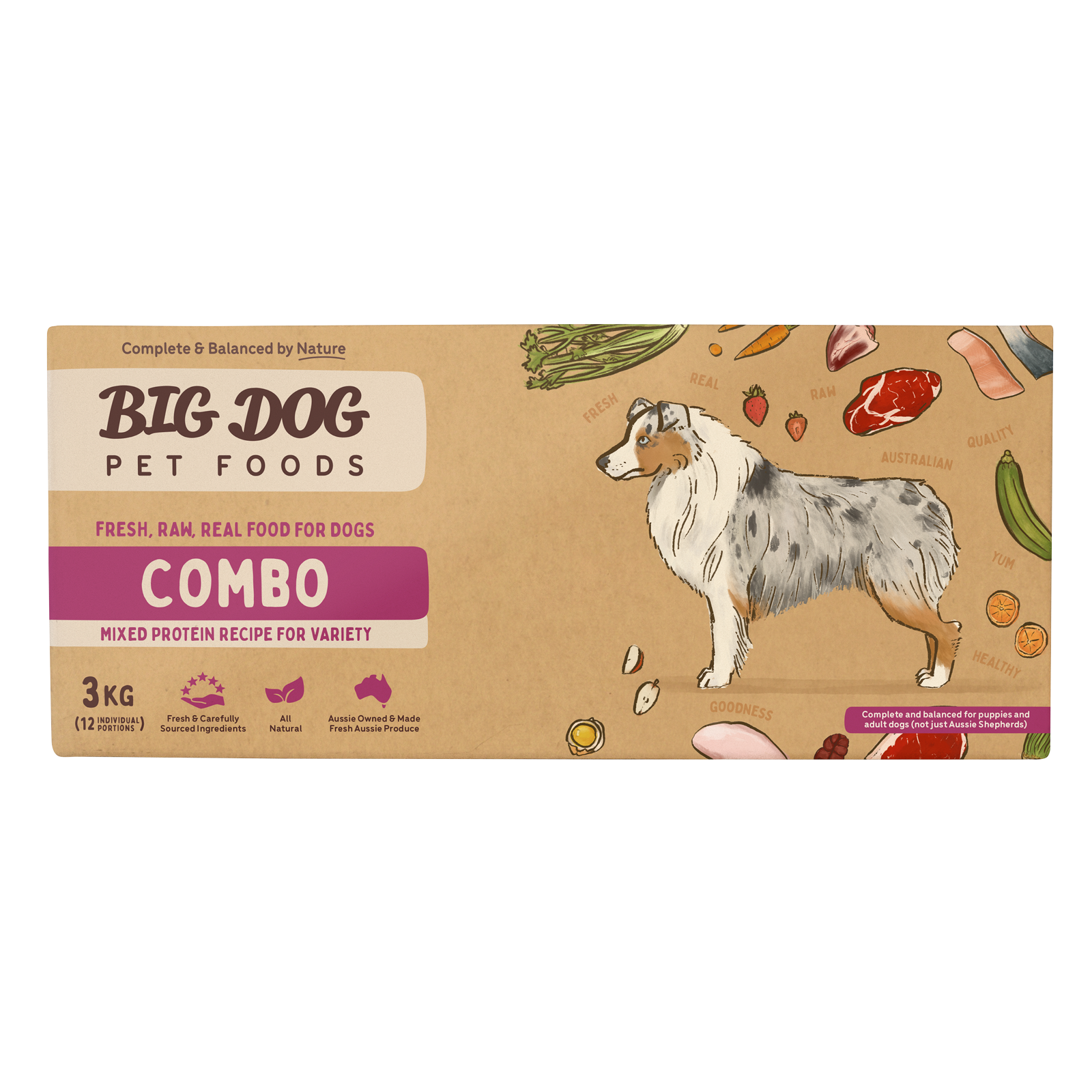 Big Dog Raw Dog Food Combo 3kg 12pk