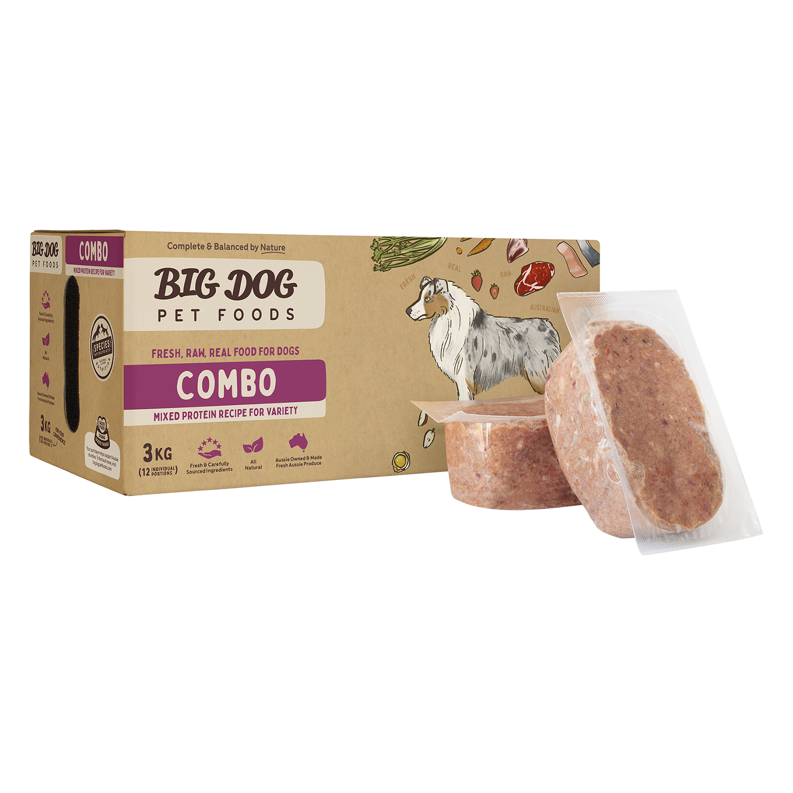 Big Dog Raw Dog Food Combo 3kg 12pk