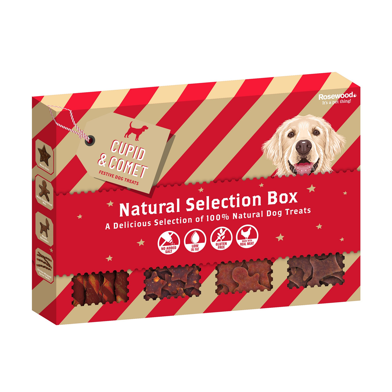 Cupid & Comet Xmas Dog Treat Meaty Selection Gift Box