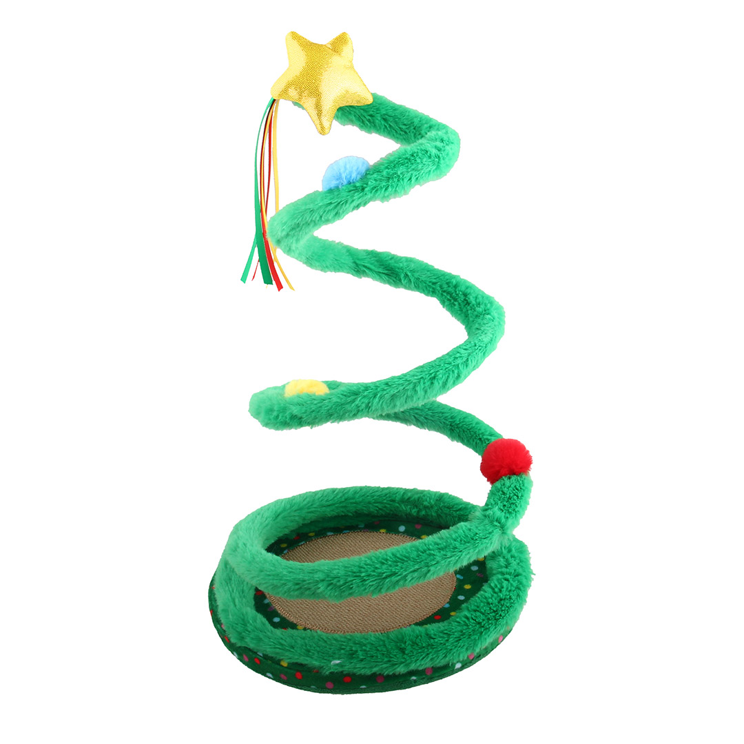 Kazoo Xmas Cat Toy Kitty Christmas Bouncy Spring Tree