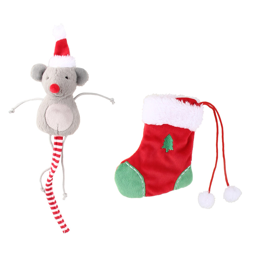 Kazoo Xmas Cat Toy Kitty Christmas Mouse in Stocking