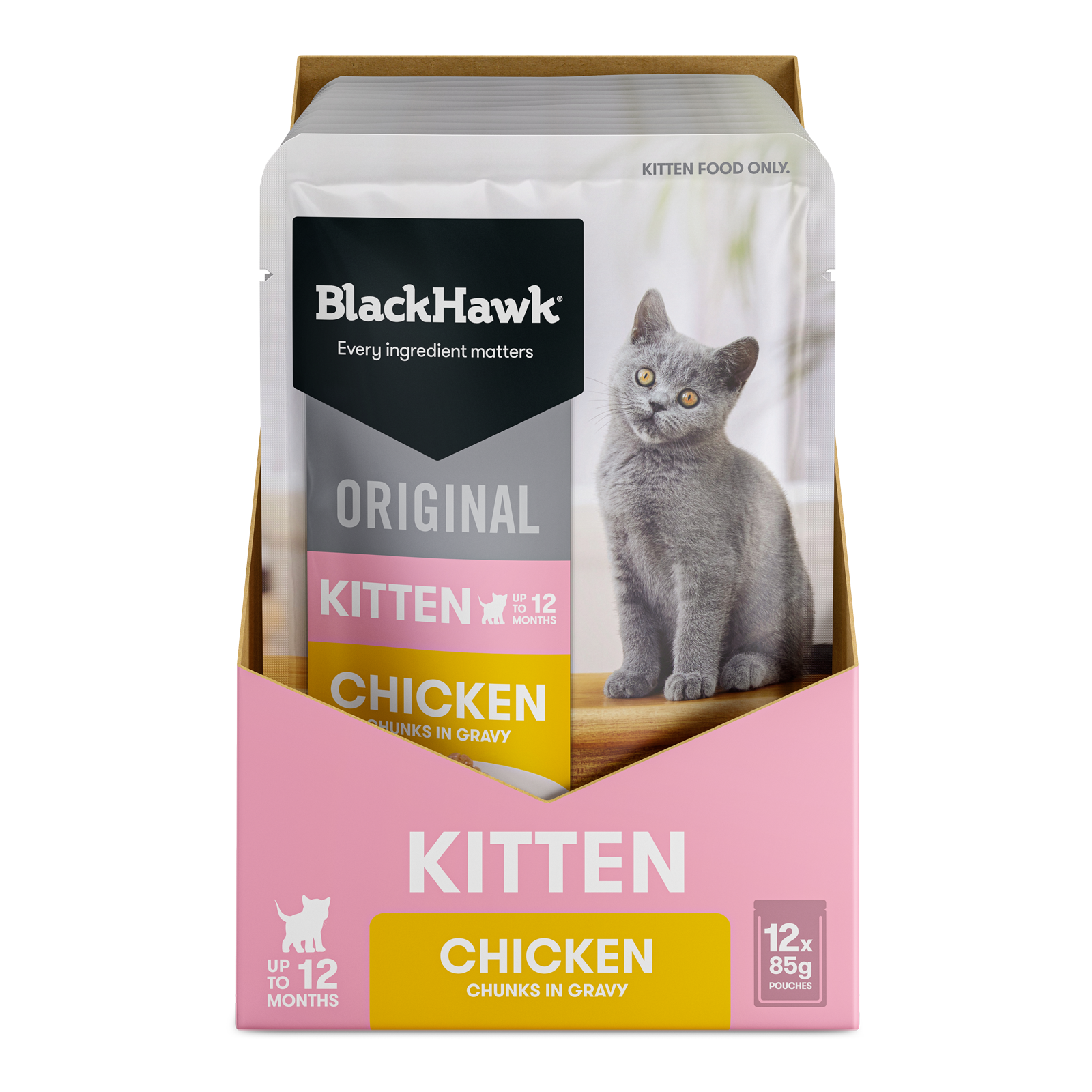 Black Hawk Original Cat Food Pouch Kitten Chicken in Gravy