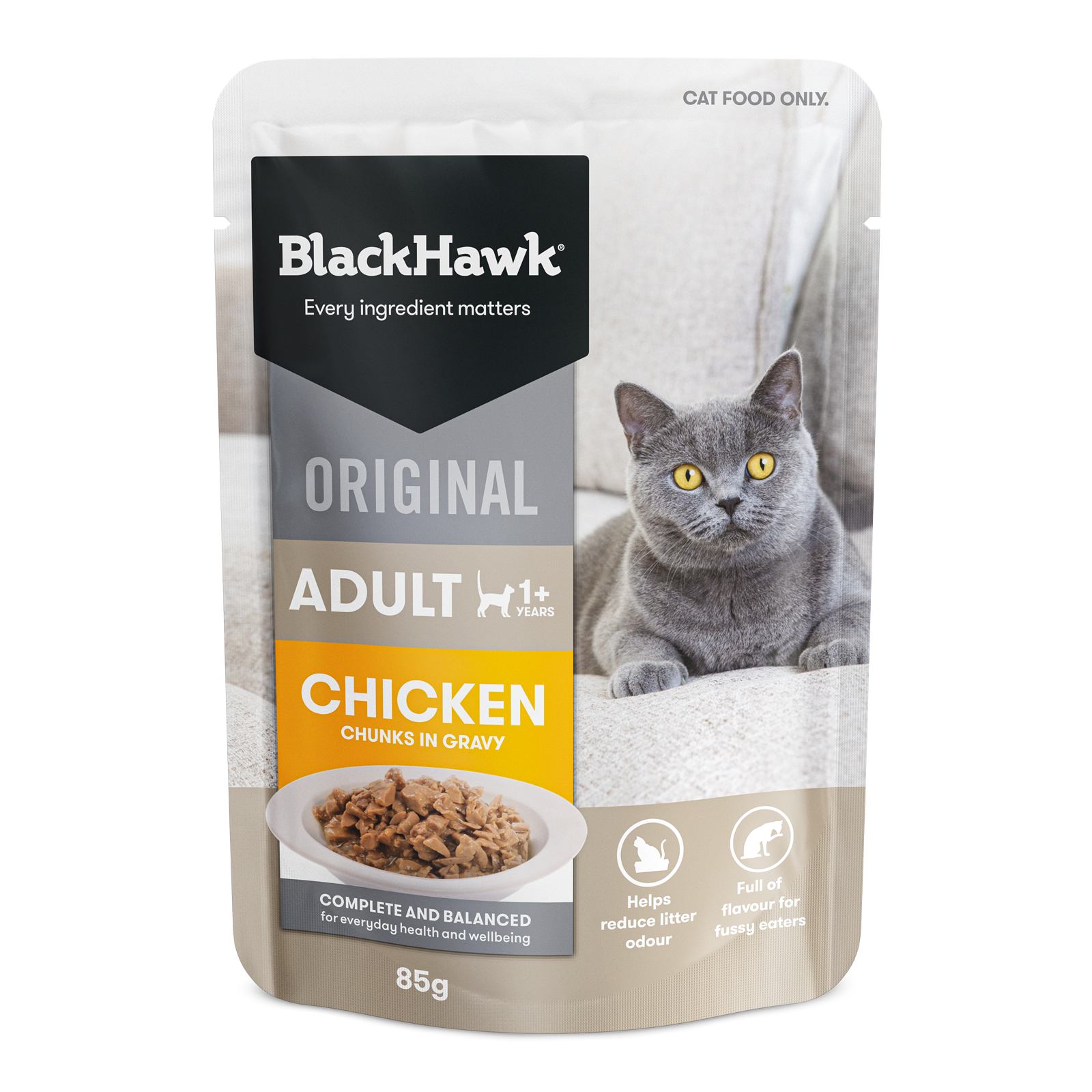Black Hawk Original Cat Food Pouch Adult Chicken in Gravy