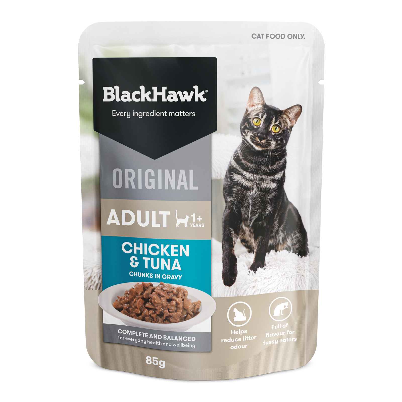 Black Hawk Original Cat Food Pouch Adult Chicken & Tuna in Gravy