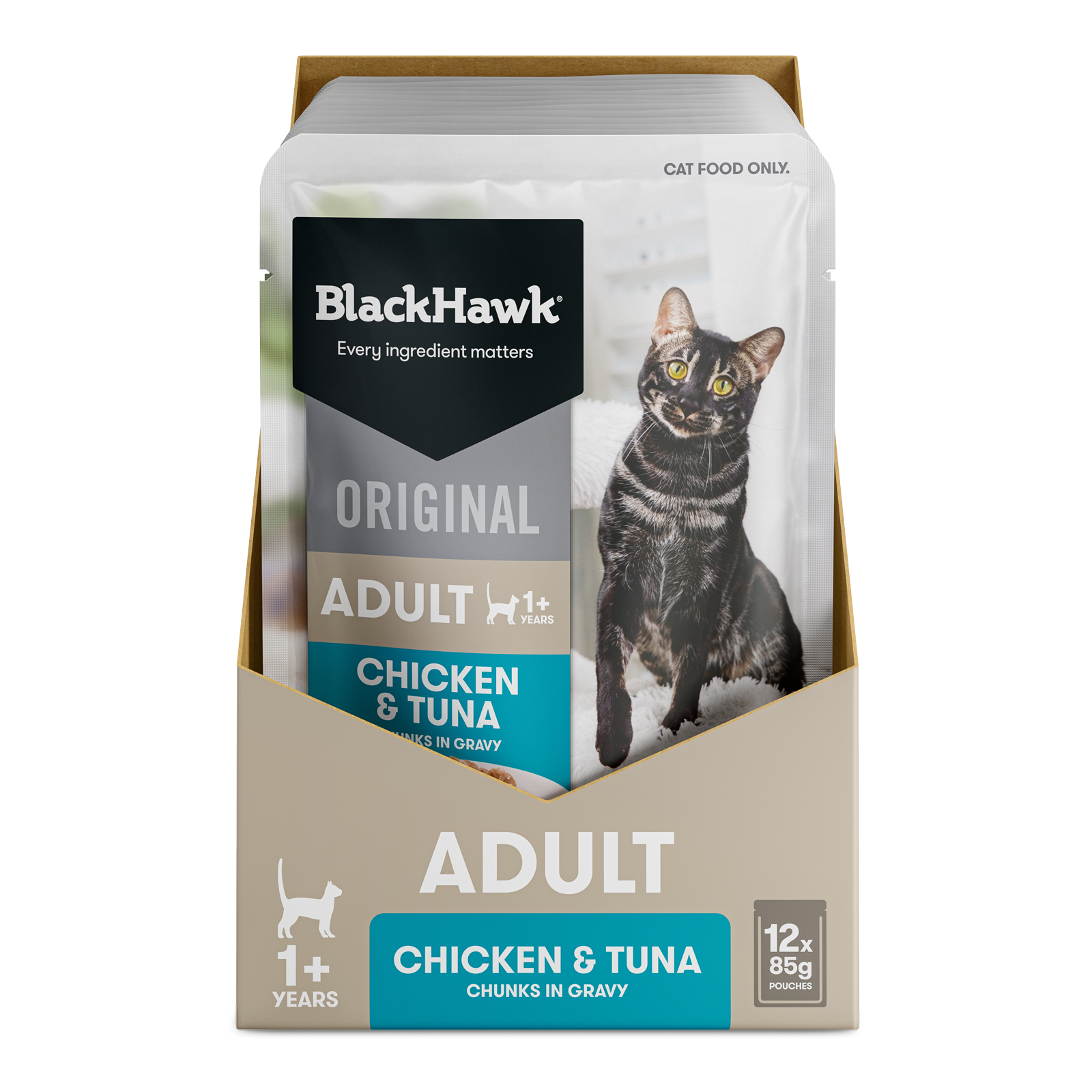 Black Hawk Original Cat Food Pouch Adult Chicken & Tuna in Gravy