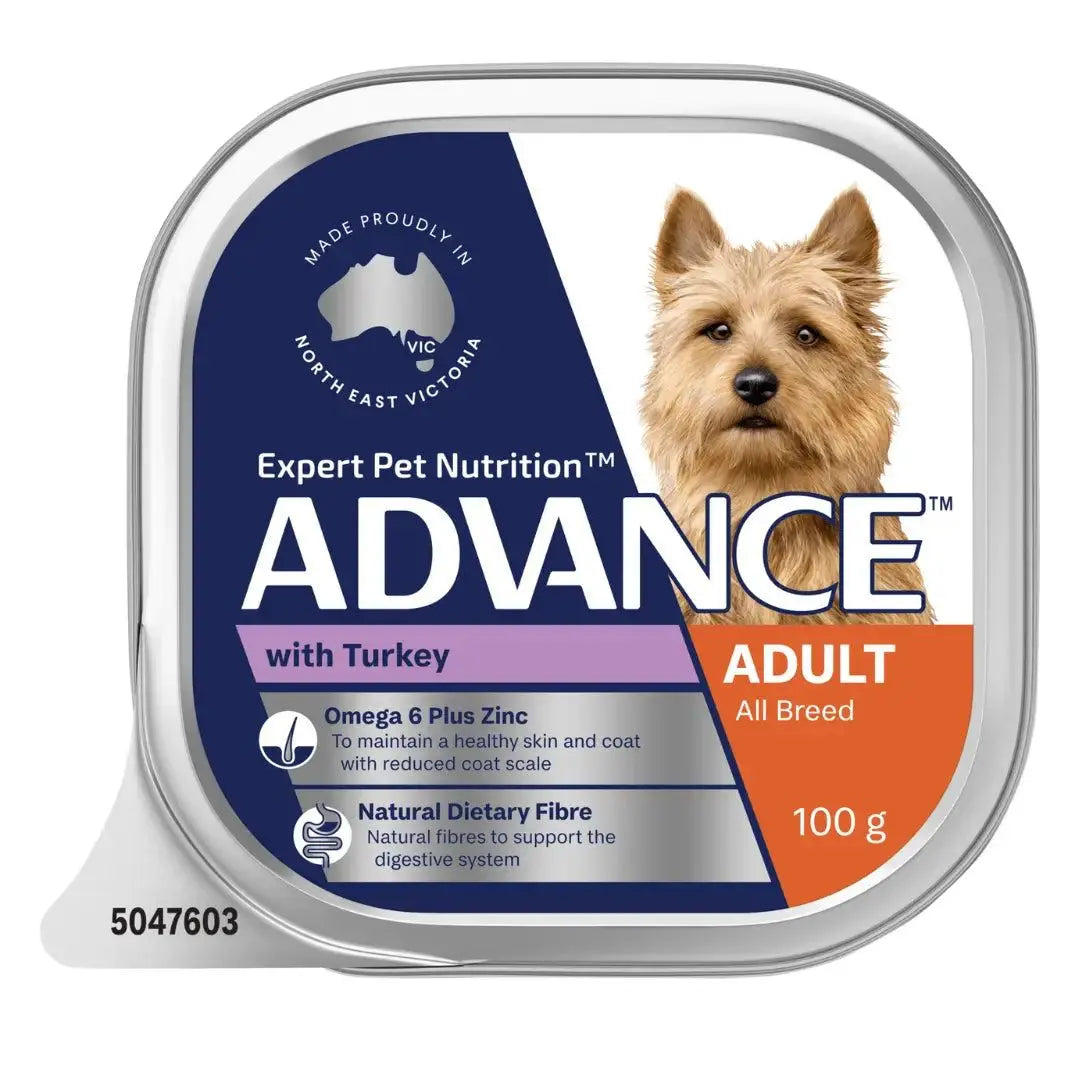 Advance Dog Food Tray Adult All Breed with Turkey 12x100g Advance