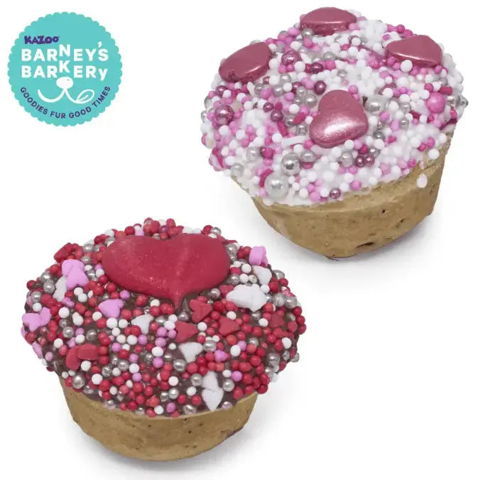 Barney's Barkery Dog Cupcake Duo - Hearts - Kellyville Pets