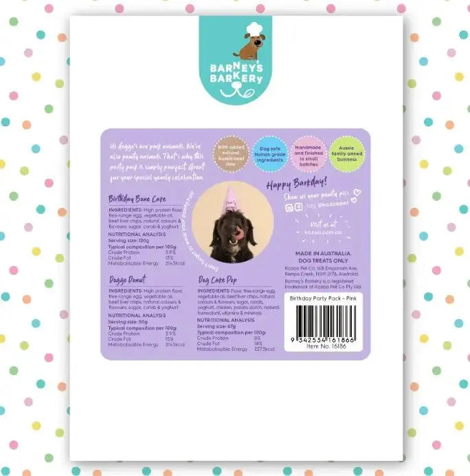 Barney's Barkery Dog Treats Birthday Party Pack - Pink Barneys Barkery