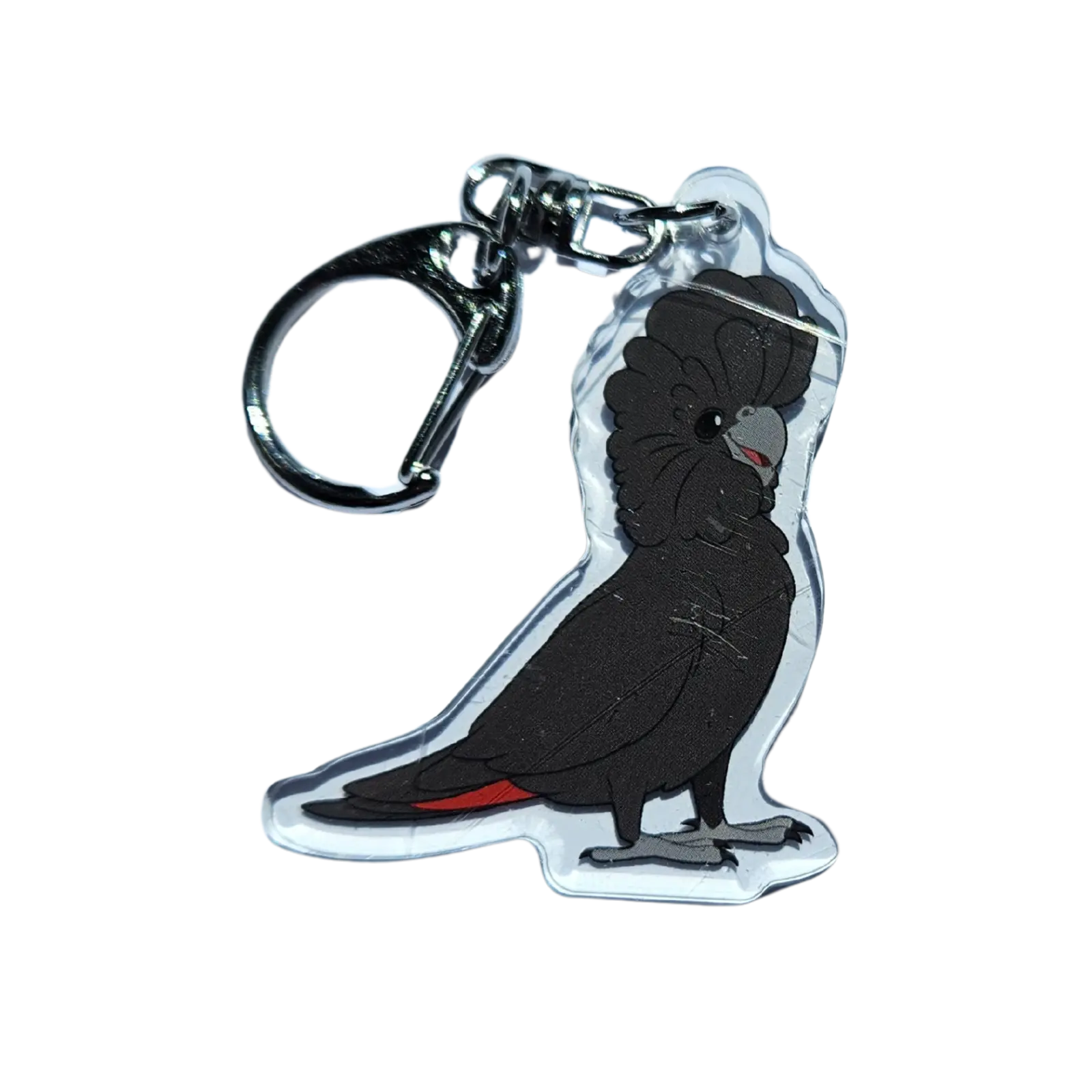 Black Cockatoo Acrylic Keychain Hecko Gecko