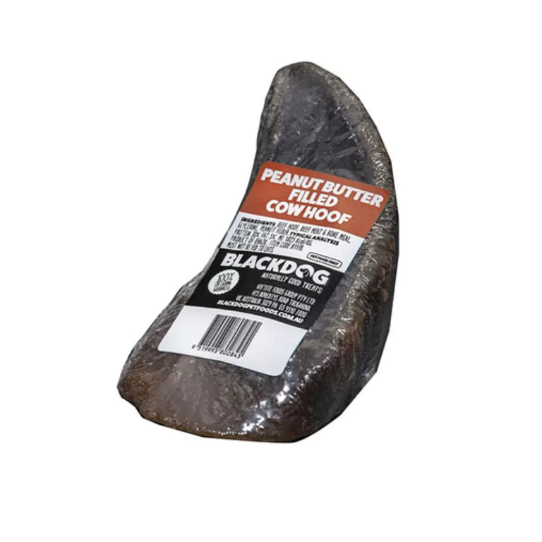Black Dog Peanut Butter Filled Cow Hoof Black Dog