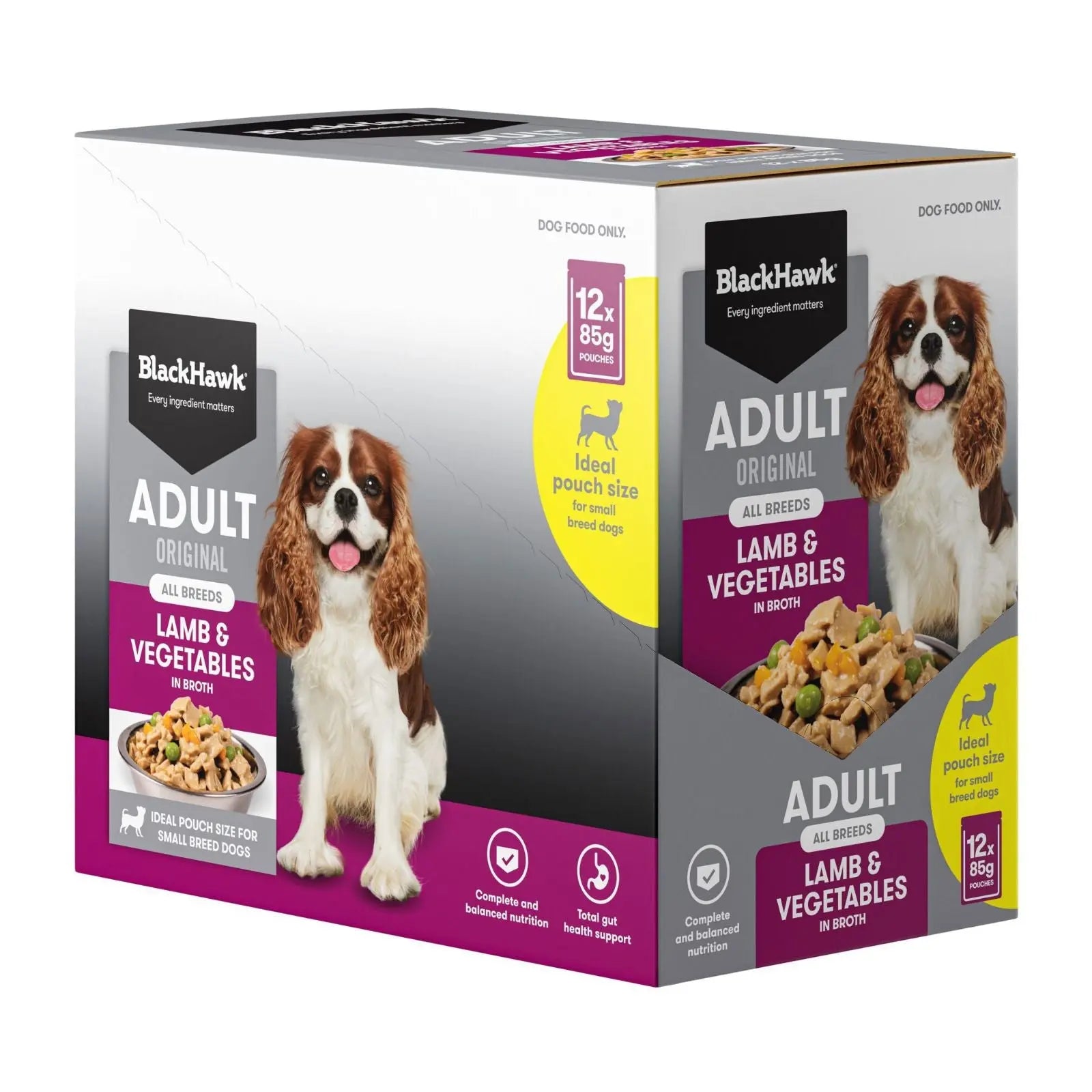 Black Hawk Dog Food Pouch Adult Lamb & Vegetables 12x85g Black Hawk