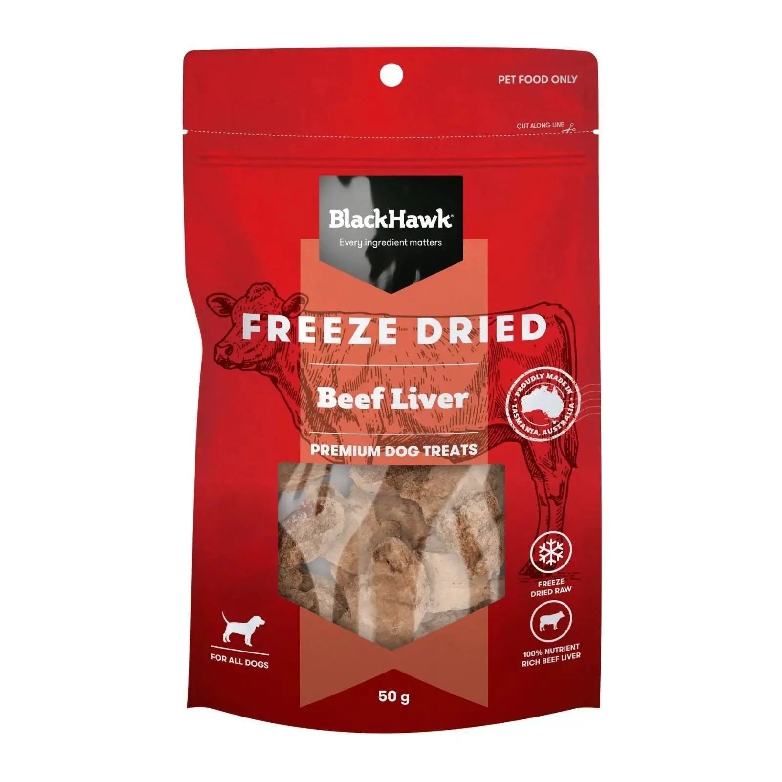 Black Hawk Freeze Dried Dog Treats Beef Liver 50g Black Hawk