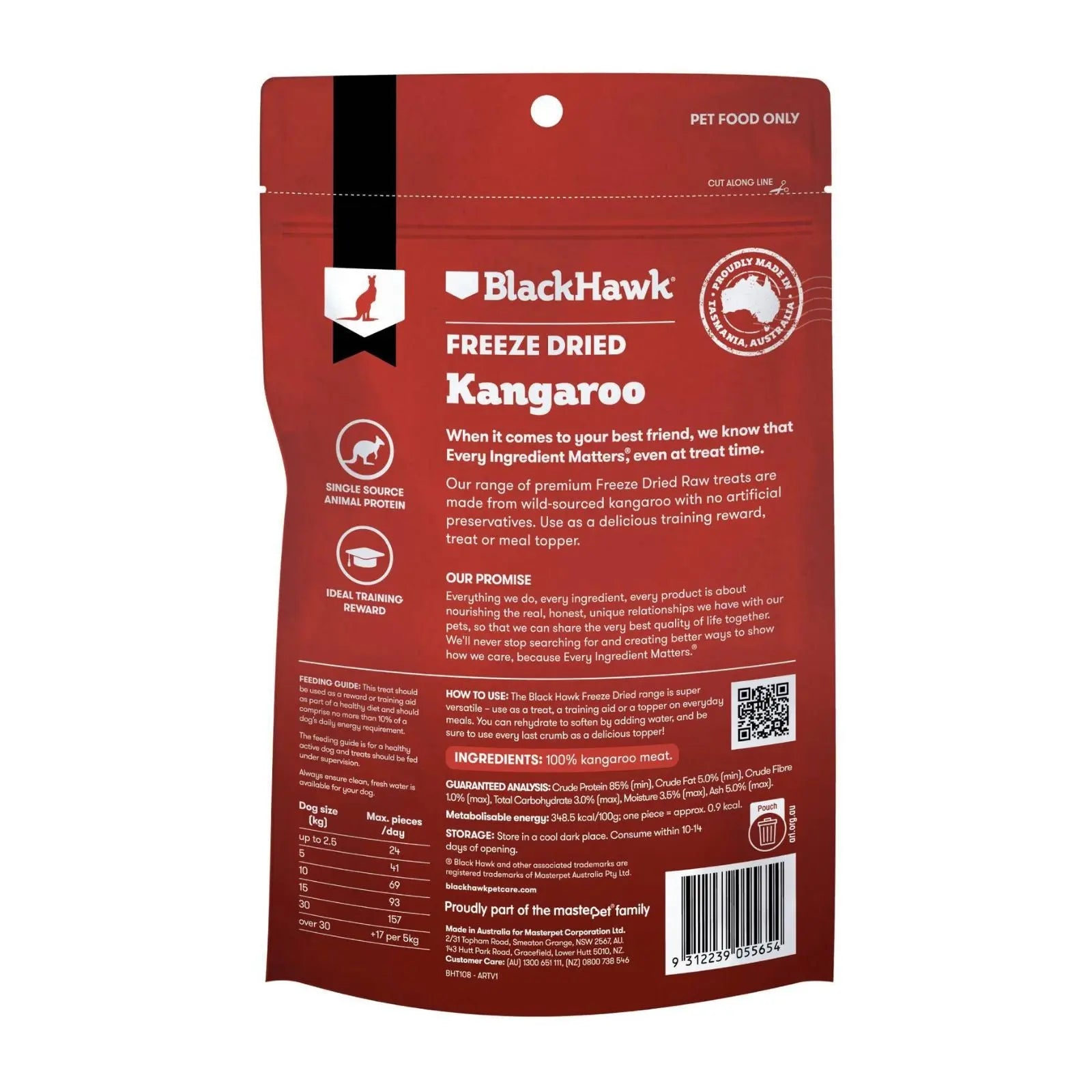 Black Hawk Freeze Dried Dog Treats Kangaroo 40g Black Hawk