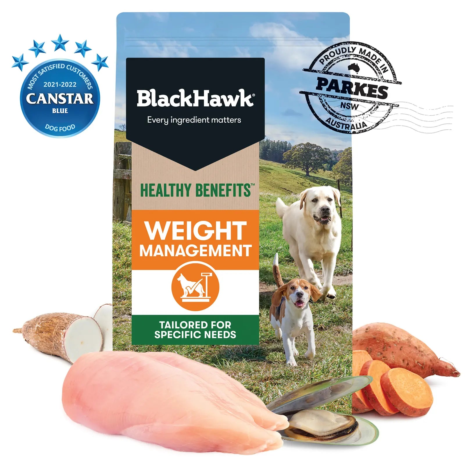 Black Hawk Healthy Benefits Dog Food Adult Weight Management Black Hawk