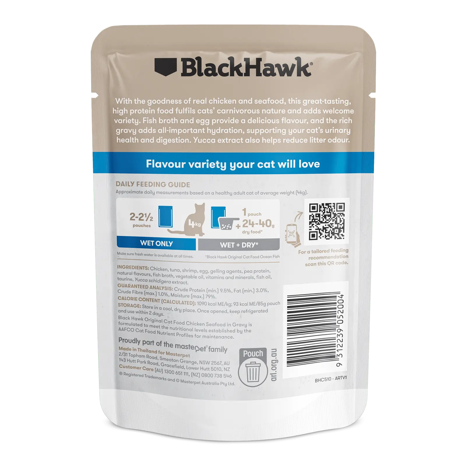 Black Hawk Original Cat Food Pouch Adult Chicken & Seafood in Gravy - Kellyville Pets