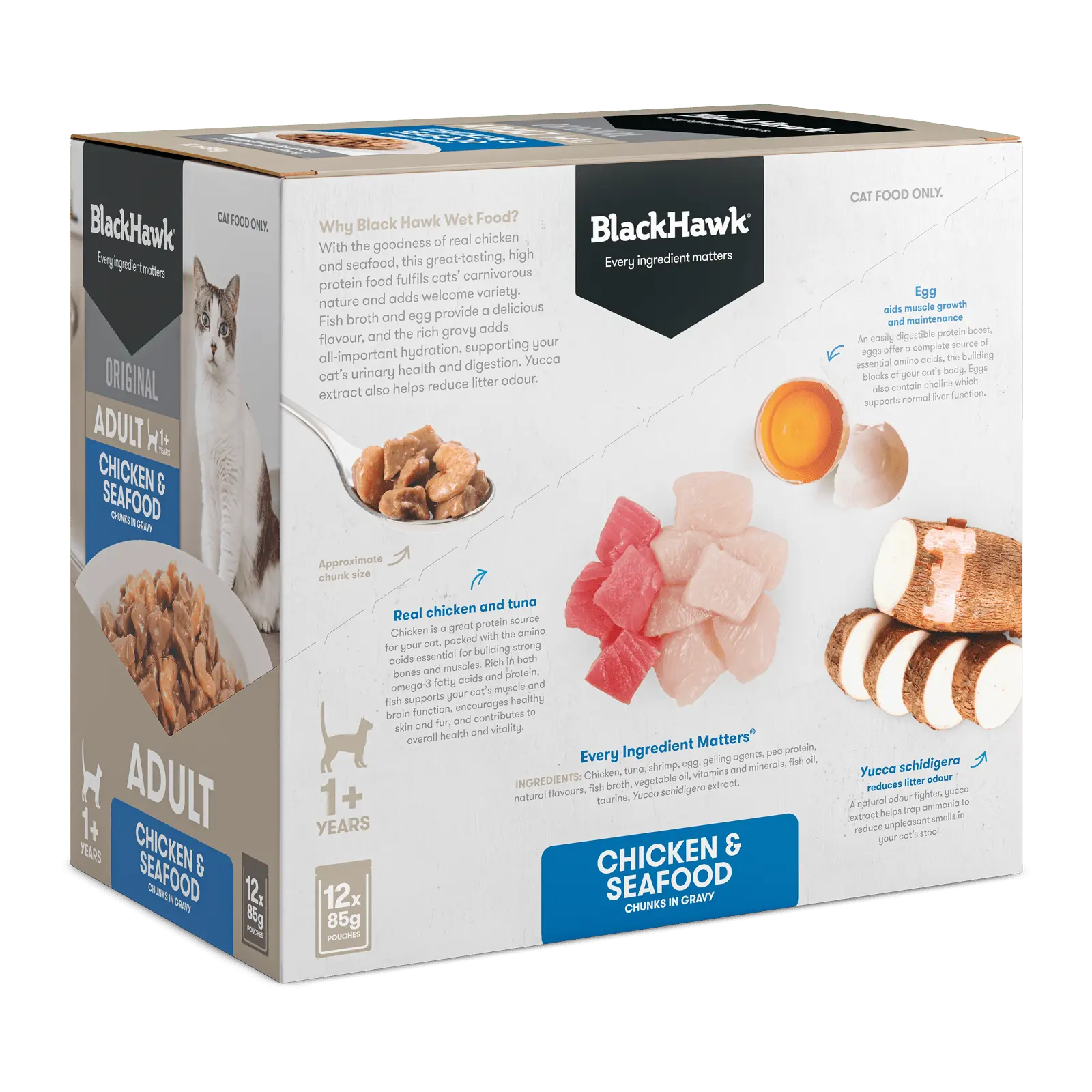 Black Hawk Original Cat Food Pouch Adult Chicken & Seafood in Gravy - Kellyville Pets