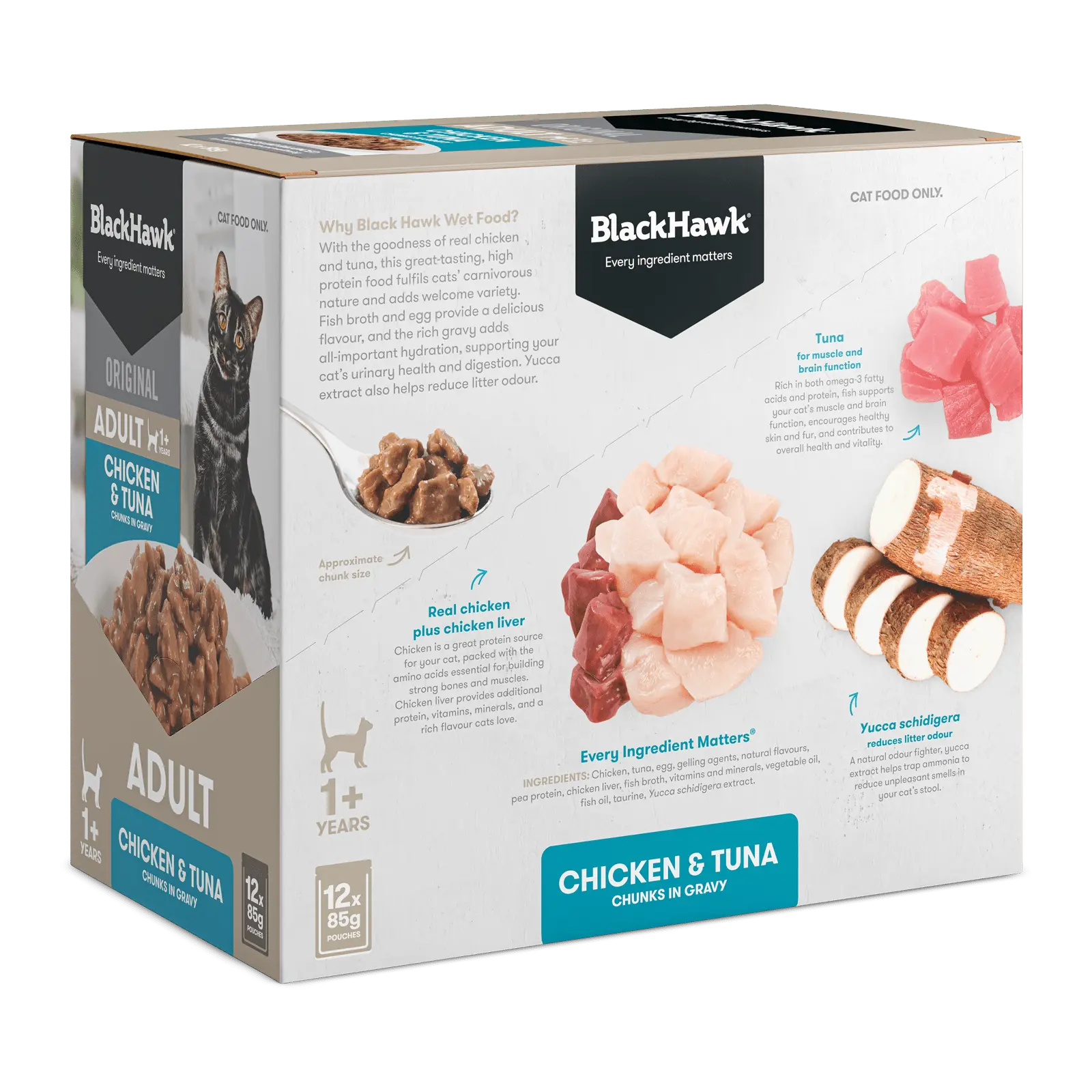 Black Hawk Original Cat Food Pouch Adult Chicken & Tuna in Gravy - Kellyville Pets