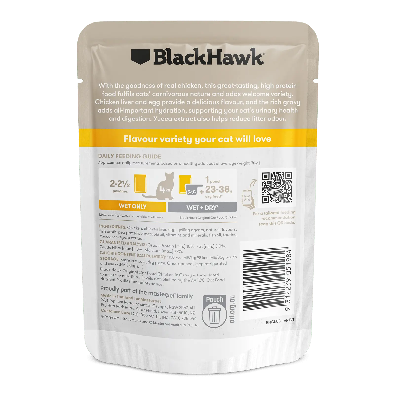 Black Hawk Original Cat Food Pouch Adult Chicken in Gravy - Kellyville Pets