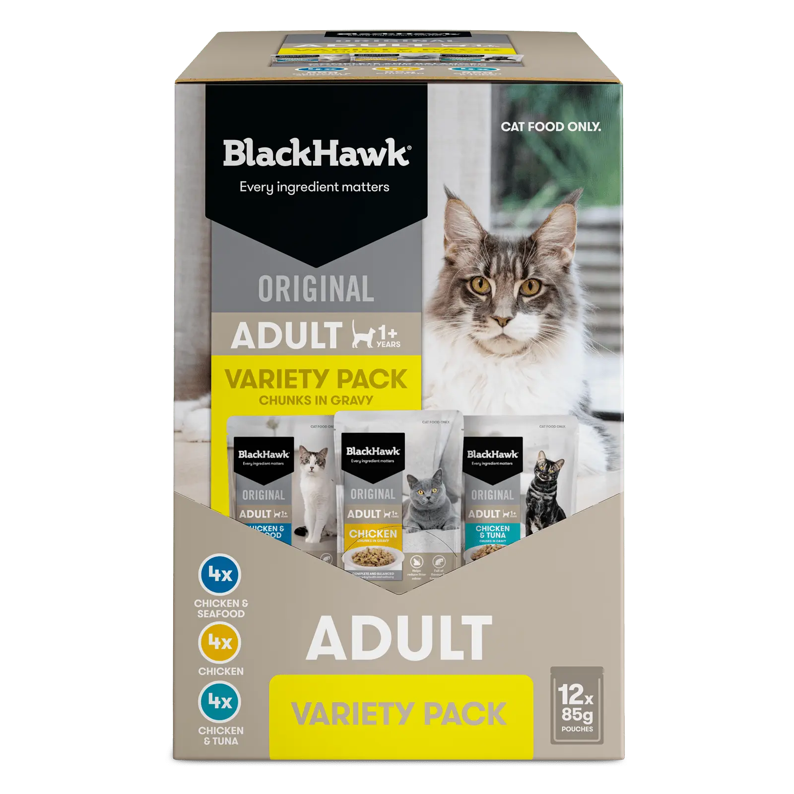 Black Hawk Original Cat Food Pouch Adult Variety Pack in Gravy - Kellyville Pets