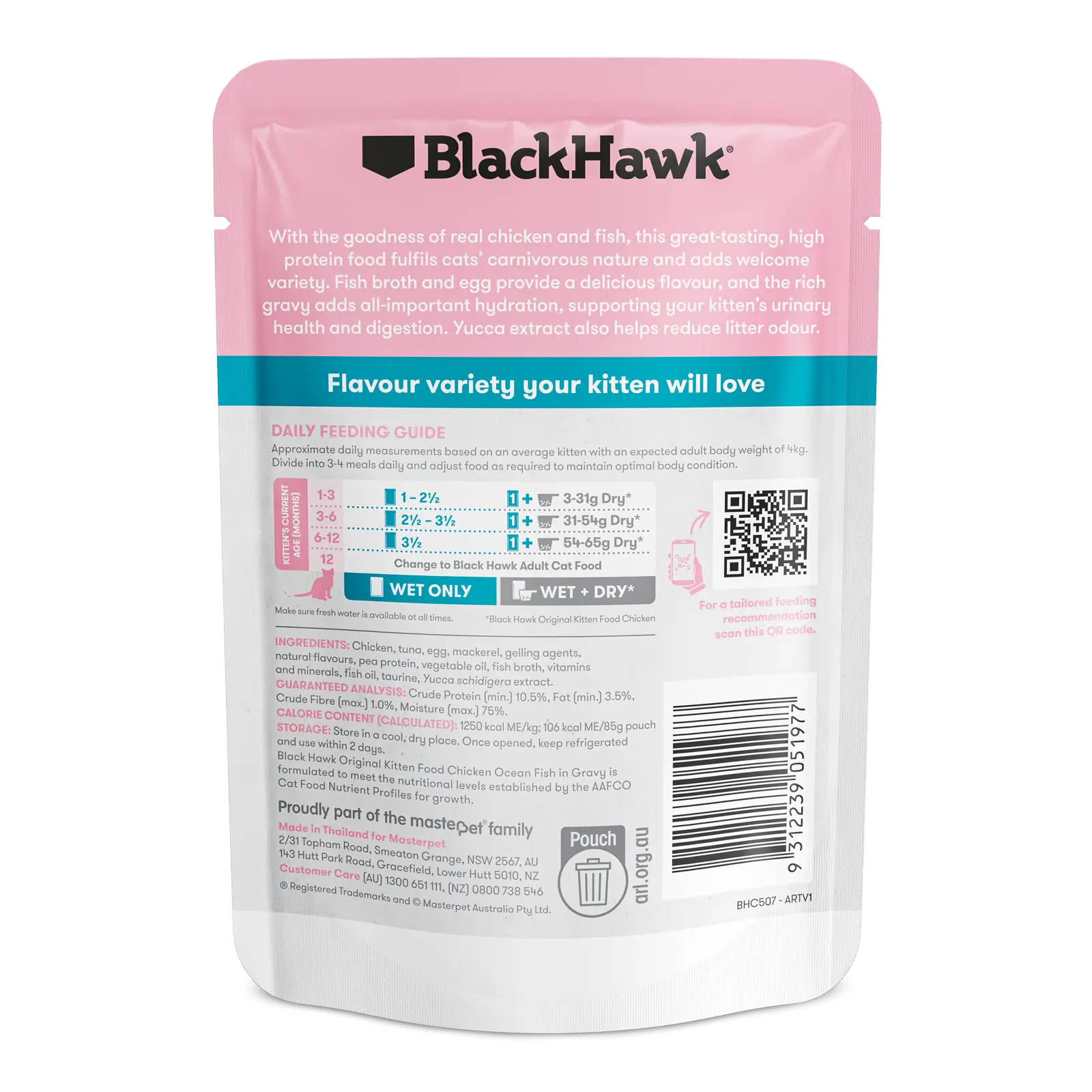 Black Hawk Original Cat Food Pouch Kitten Chicken & Oceanfish in Gravy - Kellyville Pets