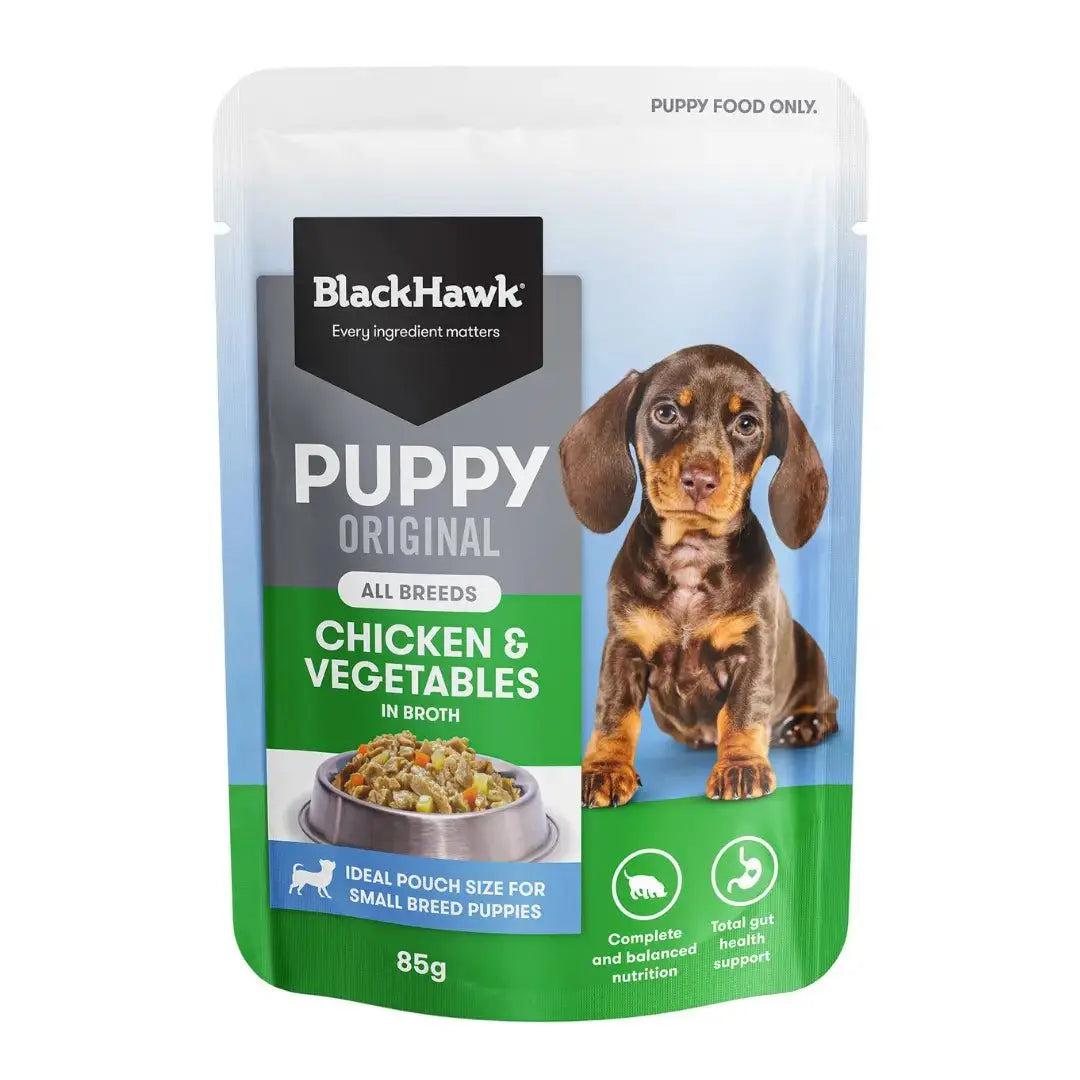 Black Hawk Puppy Wet Food Pouch Chicken & Vegetables (12x85g) Black Hawk
