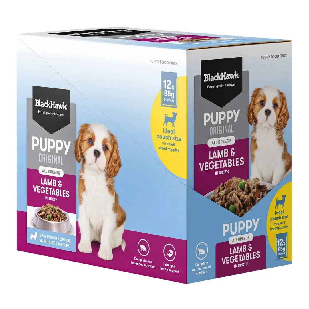 Black Hawk Puppy Wet Food Pouch Lamb & Vegetables (12x85g) Black Hawk